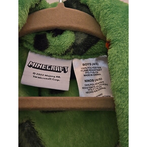 Minecraft TNT Plush Bath Robe Boy's Size 4/5 Pajama & Swimsuit Cover Up Bathrobe - Picture 9 of 12